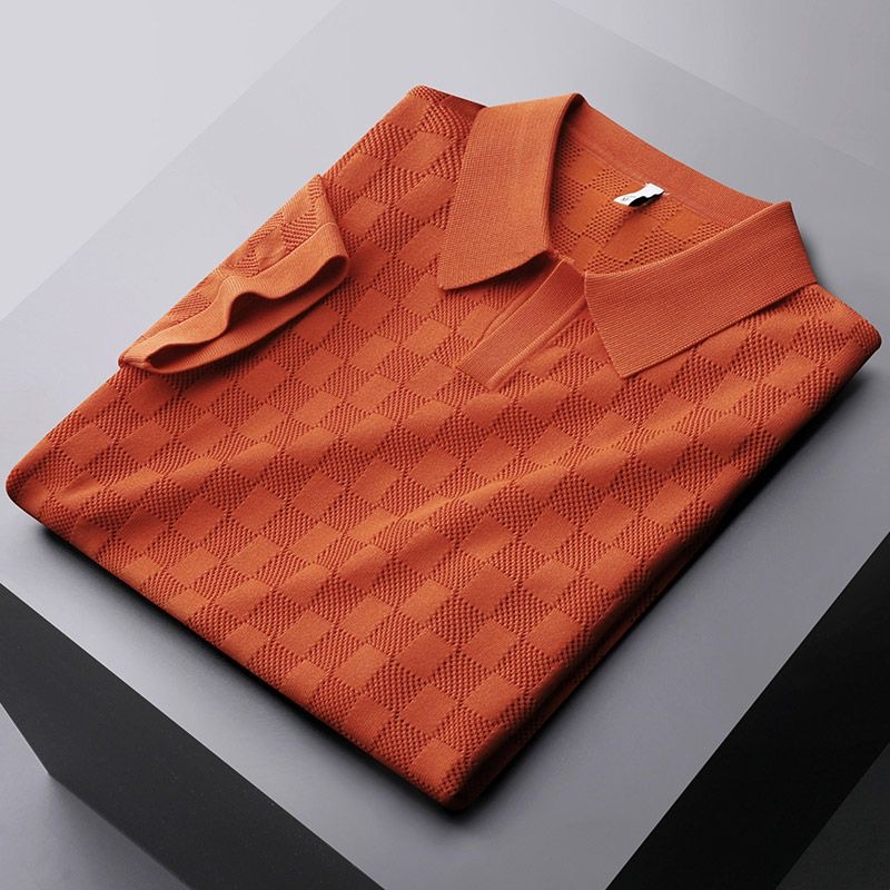 End Men's High T Waffle Shirts Ice Filament Polo Shirt Men's Short Sleeve Summer Fashion Casual Knitted T-shirt Luxury Top PC63, Orange
End Men's High T Waffle Shirts Ice Filament Polo Shirt Men's Short Sleeve Summer Fashion Casual Knitted T-shirt Luxury Top PC63, Orange
