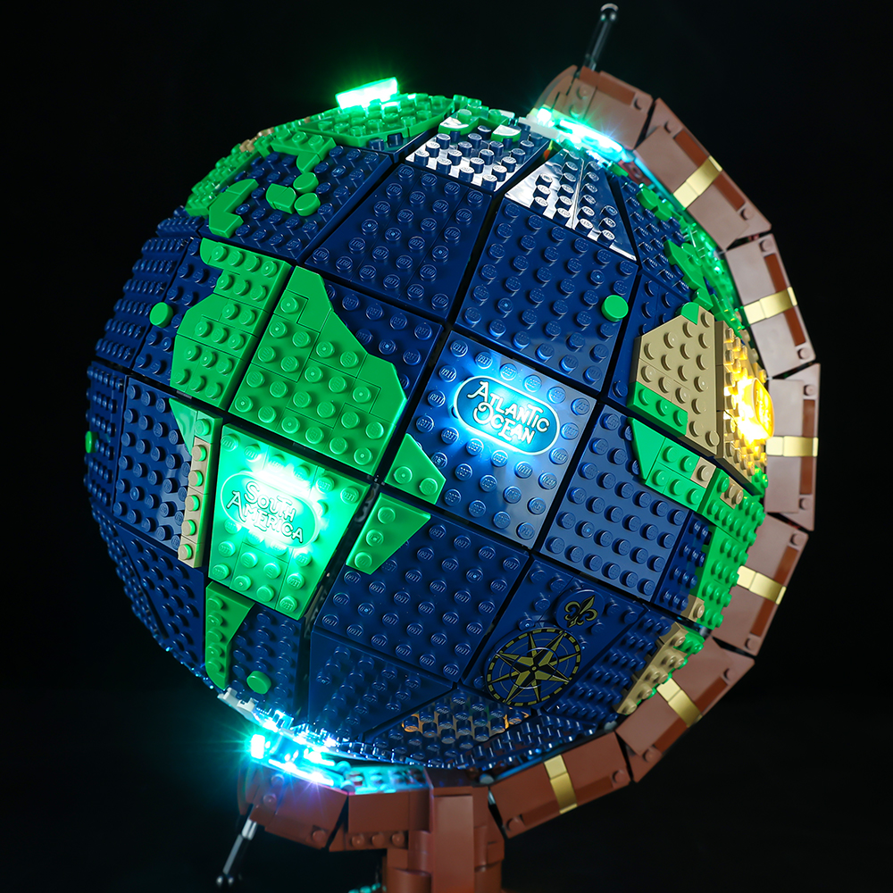 The Earth Globe With Light Building Blocks Bricks MOC 95335 2585PCS 21332 Children Earth Model Assemble Ideas Kids Creative Christmas Education Toys B