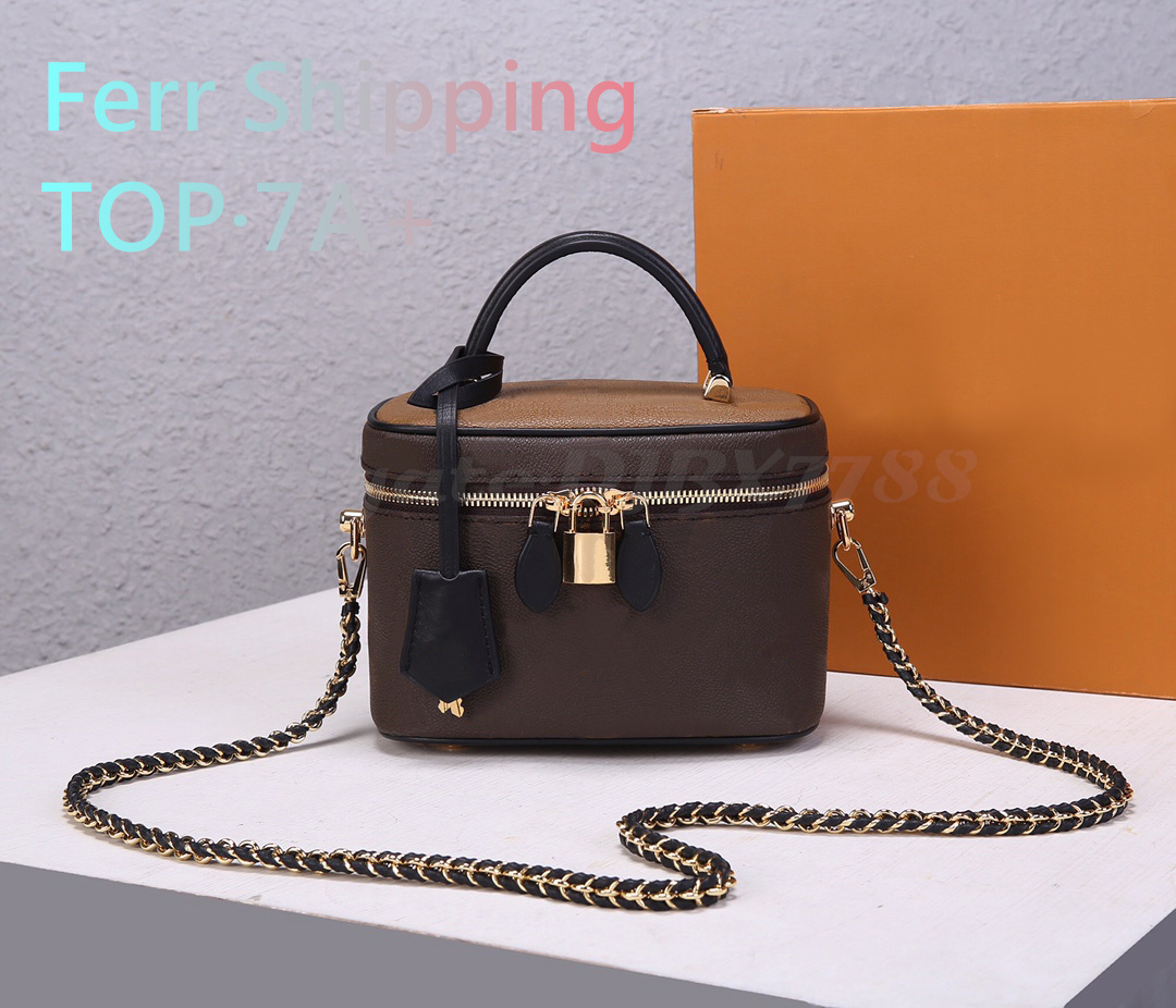 Designer luxury womens bag VANITY Small makeup bag Casual fashion handbag letter printing handbags ladys bag message bag Large capacity wallet M45165 Purse clip