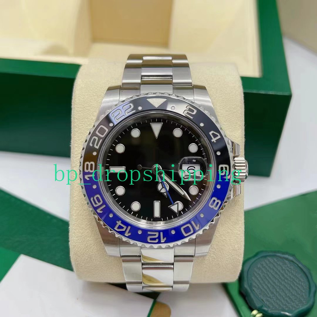 Mens Watch 40mm Black/Blue Ceramic Bezel GMT II-126710 Automatic 2813 Movement Man Stainless Steel Bracelet Wristwatches Original box, Add tool
Mens Watch 40mm Black/Blue Ceramic Bezel GMT II-126710 Automatic 2813 Movement Man Stainless Steel Bracelet Wristwatches Original box, Add tool