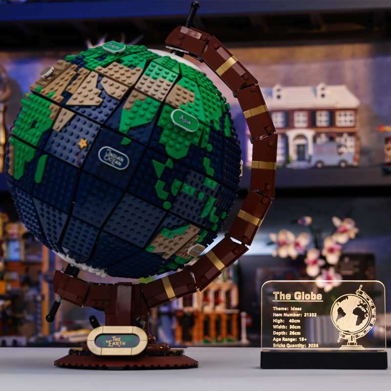 The Earth Globe With Light Building Blocks Bricks MOC 95335 2585PCS 21332 Children Earth Model Assemble Ideas Kids Creative Christmas Education Toys B