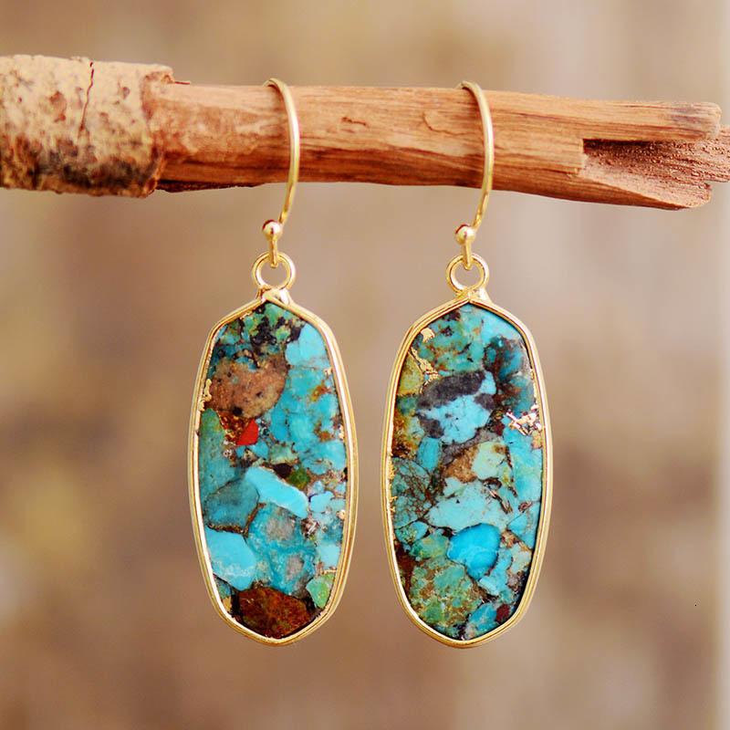 Ear Cuff Modern Natural Stone Earrings for Women Fashion Turquoises Dangle Earring Geometric Elegant OL Classic Jewelry Femme Wholesale 230228