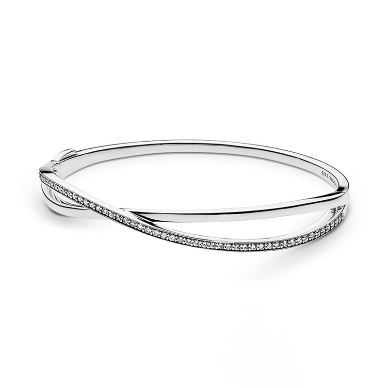 Sparkling Entwined Bangle Bracelet for Pandora Real Sterling Silver Wedding designer Jewelry For Women Girlfriend Gift luxury Bracelets with
Sparkling Entwined Bangle Bracelet for Pandora Real Sterling Silver Wedding designer Jewelry For Women Girlfriend Gift luxury Bracelets with