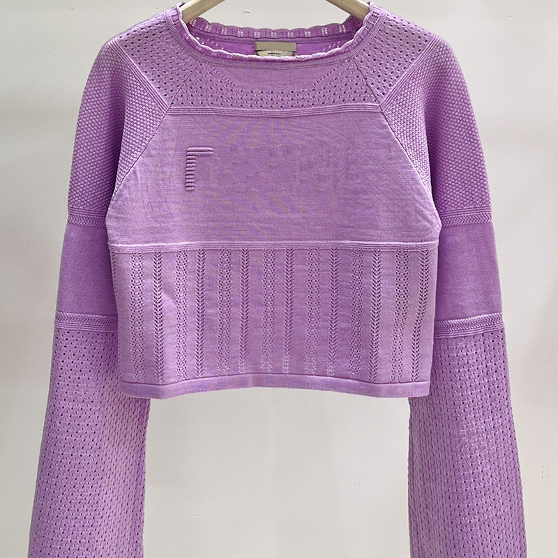 Hollow Long Sleeve T Shirts Letter Jacquard Women Tops Solid Color Crew Neck Beach Shirts for Female, Purple
Hollow Long Sleeve T Shirts Letter Jacquard Women Tops Solid Color Crew Neck Beach Shirts for Female, Purple
