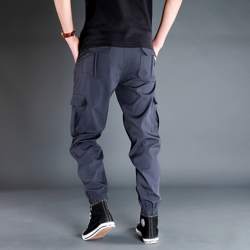 Men's Pants Winter Men Pants Thick Fleece Joggers Multi Pocket Loose Sport Trousers Male Casual Warm Sweatpants Cargo Pants M-6XL 230228