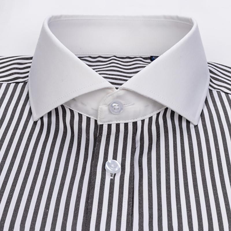 Men's Dress Shirts Windsor Collar Striped French Cuff Mens Long Sleeve Formal Business Party Wedding Slim Fit Tuxedo Cufflinks ShirtMen's