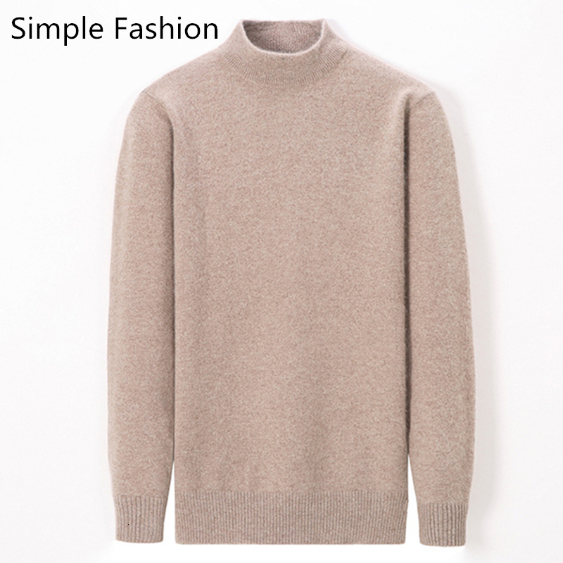 Men's Autumn Winter Soft Warm Knitted Sweater Classic Joker Solid Black Mock Neck Long Sleeve Pullovers Man Fashion Casual Tops 230228