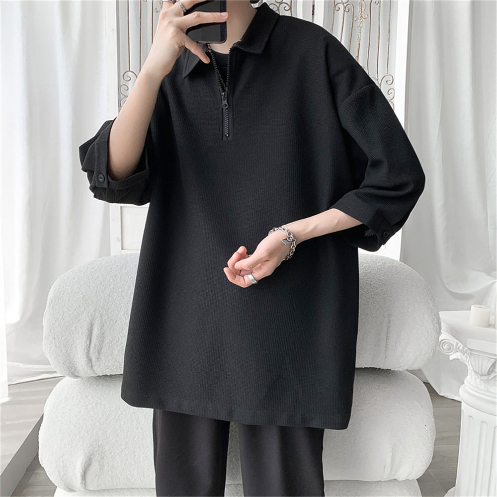 Men's T-Shirts Fashion Simple Men's Waffle Summer Solid Color Loose Short Sleeve T-Shirt men's polo Big Size 230228