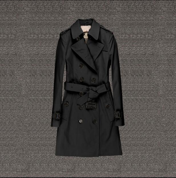 WITH LOGO British Style Trench Coat For Women New Women's Coats Spring And Autumn Double Button Over Coat Long Plus Size XS-3XL Women's Tren
