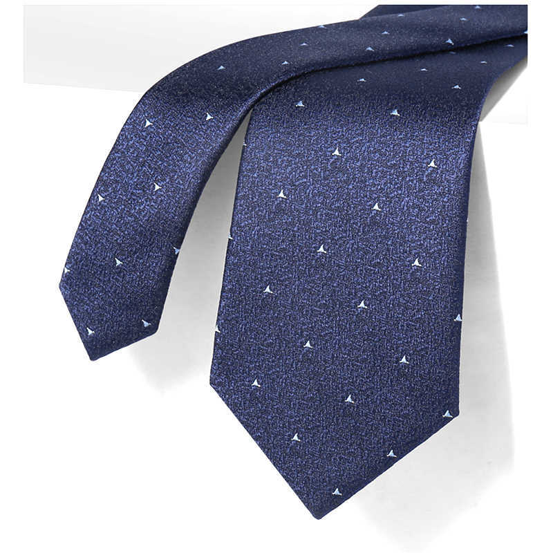 Necktie Bow Tie Woven Navy Blue Mens Tie Elegant Jquard Pattern 8CM Width Ideal for Weddings Business and Formal Events with Gift Box L2509262A68