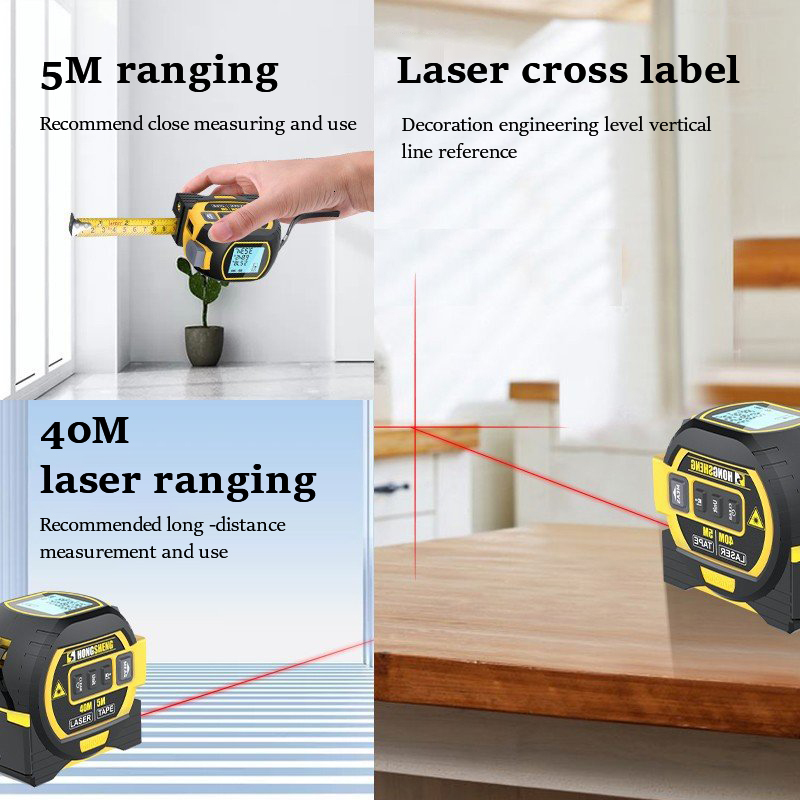 Tape Measures 3 in1 Laser Rangefinder Infrared Measure High-precision Backlight Distance Meter Electronic Cross Line Area Measuring Ruler 230227