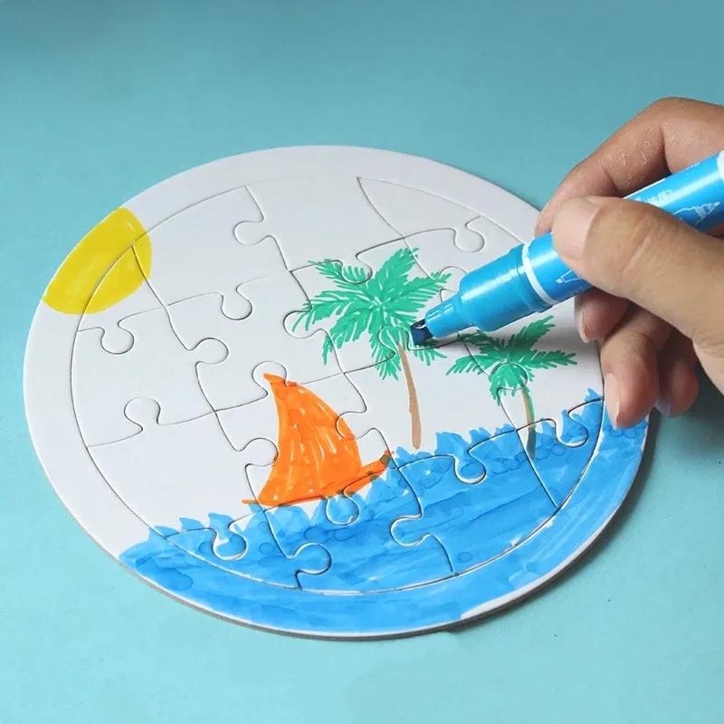 Sublimation Blanks Jigsaw Puzzles for Toddlers for Kids Ages 2 3 4 5 Preschool Educational Paper cardboard Puzzles Learning Travel Toys for Boys and G
