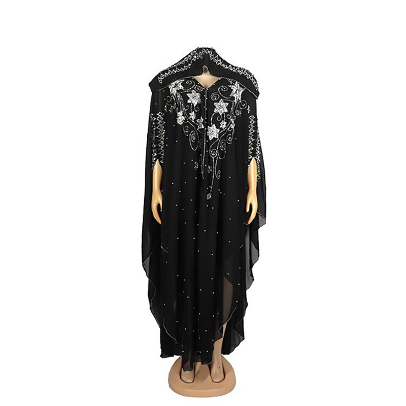 Elegant Chiffon Muslim Abaya Robe For Women: Modest Pearl Embellished Long Church Hijab Dress B4