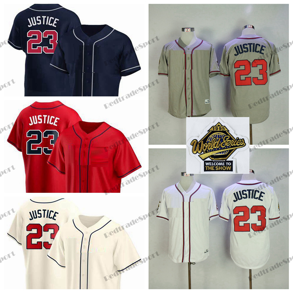 Mens 23 David Justice Baseball Jerseys Vintage 1995 WS White Grey Navy Blue White Stitched Shirts
Mens 23 David Justice Baseball Jerseys Vintage 1995 WS White Grey Navy Blue White Stitched Shirts