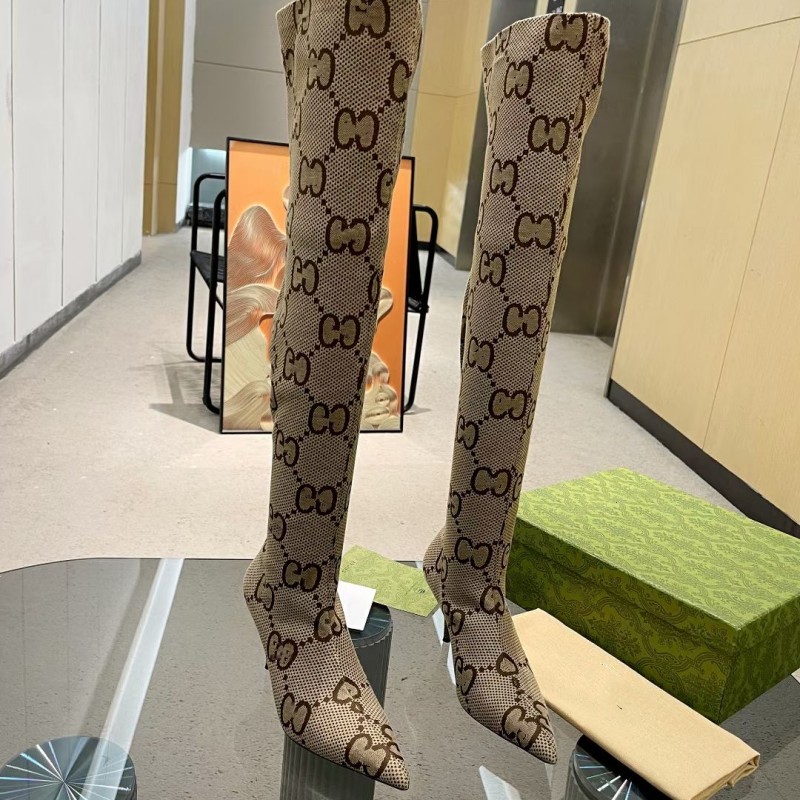Boots The hacker project Aria knitted sock Over knee-high tall stiletto boots stretch thigh-high pointed toe Ankle Booties for women luxury 42 Leather bottom belt box