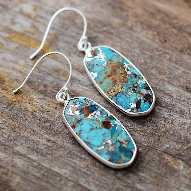 Ear Cuff Modern Natural Stone Earrings for Women Fashion Turquoises Dangle Earring Geometric Elegant OL Classic Jewelry Femme Wholesale 230228