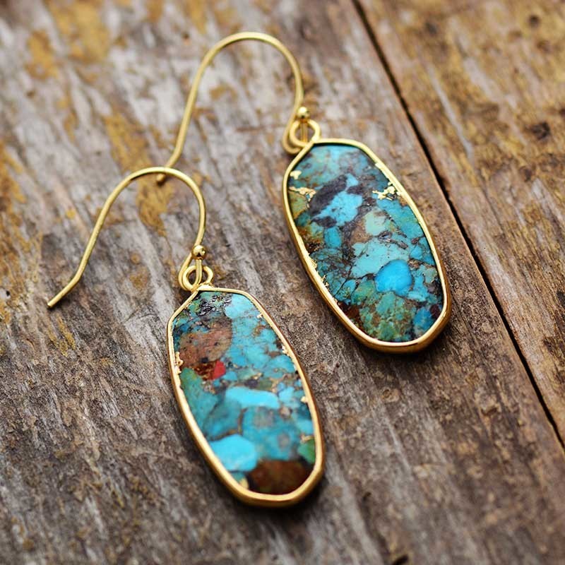 Ear Cuff Modern Natural Stone Earrings for Women Fashion Turquoises Dangle Earring Geometric Elegant OL Classic Jewelry Femme Wholesale 230228