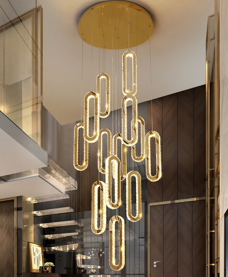 K9 Crystal Chrome Stair Led Chandelier Villa Living Room Attic High-Altitude Hanging Lamp Modern Interior Pendant Light
K9 Crystal Chrome Stair Led Chandelier Villa Living Room Attic High-Altitude Hanging Lamp Modern Interior Pendant Light