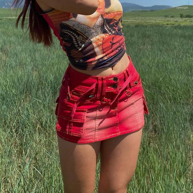 Skirts Streetwear Vintage Y2K Goth Jeans Mini Womens Summer Pocket Cargo Denim Wrap Short Skirt Ladies With Belt Red Fashion 90s
Skirts Streetwear Vintage Y2K Goth Jeans Mini Womens Summer Pocket Cargo Denim Wrap Short Skirt Ladies With Belt Red Fashion 90s
