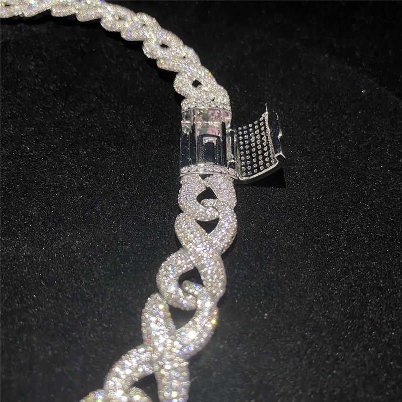 Necklace moissanite chain cuban link chainFull Iced Out Classic Box Clasp Moissanite Hip Hop Men Jewelry Cuban Necklace Diamond Chain
