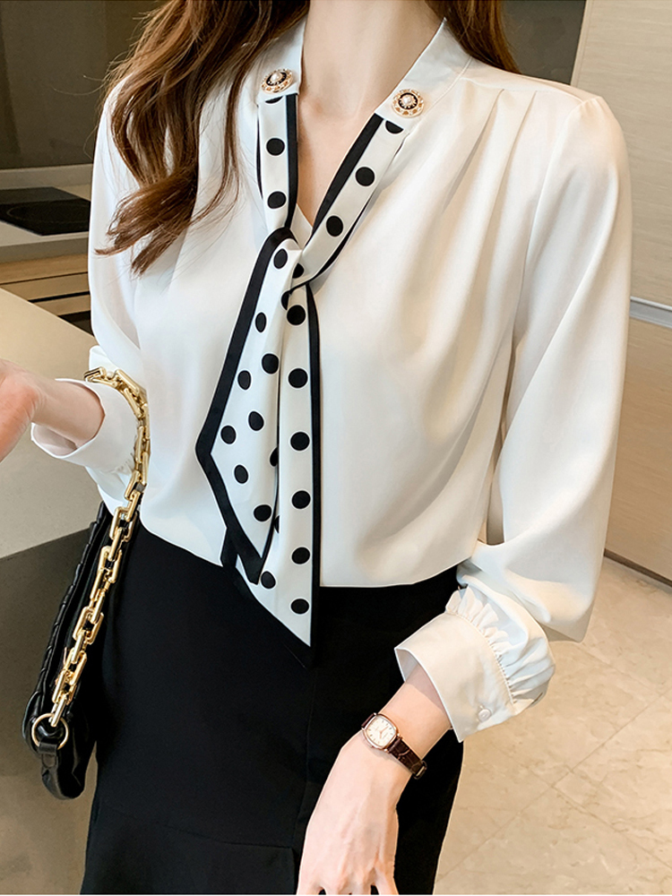 Women's Blouses Shirts Long Sleeve Blouse Women White Chiffon Blouse Shirt Tops Women Blusas Mujer De Moda Blouses Shirts Tops Blusa Camisas F3