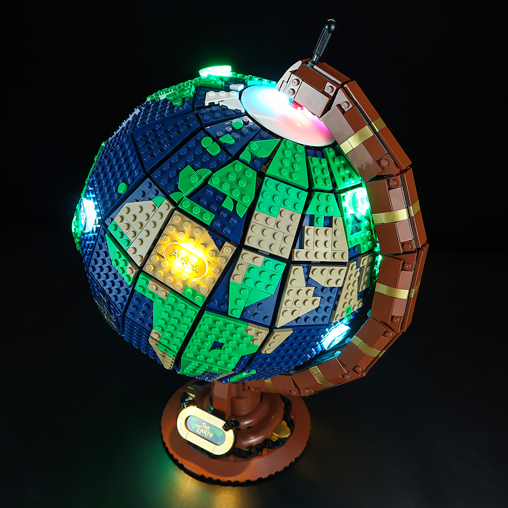 The Earth Globe With Light Building Blocks Bricks MOC 95335 2585PCS 21332 Children Earth Model Assemble Ideas Kids Creative Christmas Education Toys B