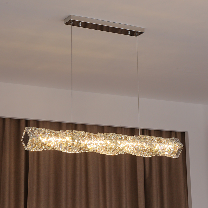 Modern Luxury Restaurant Crystal LED Chandelier Cafe Kitchen Island Chrome Steel Hanging Lamp Dining Table Long Lighting Fixture
Modern Luxury Restaurant Crystal LED Chandelier Cafe Kitchen Island Chrome Steel Hanging Lamp Dining Table Long Lighting Fixture