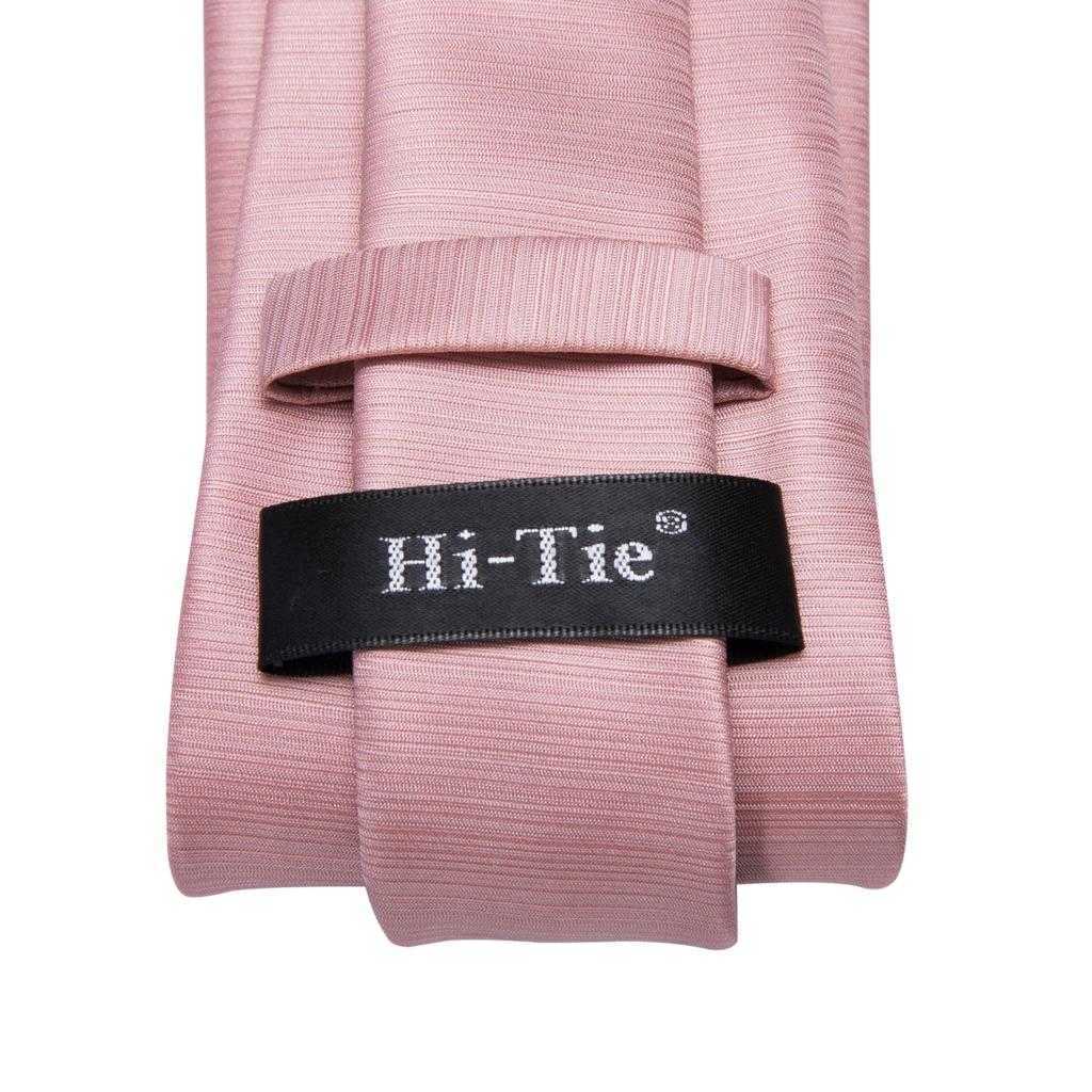 Elegant Necktie Bow Tie Set Rose Gold Pink Solid Silk Tie Handkerchief Cufflinks Perfect for Weddings Business and Parties L25092652MZ