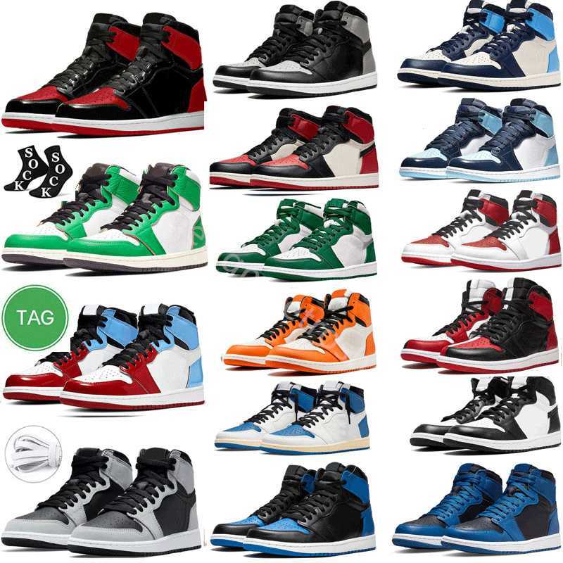 2026 Casual University Blue Mens Basketball shoes women Patent Bred Yellow Toe Stealth Reverse Mocha Smoke Grey sports shoes high low cut