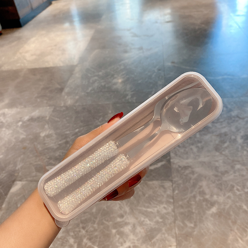 Dinnerware Sets Sparkling Diamond Spoon and Fork 304 Stainless Steel Forks Eco Friendly Cutlery Tableware Flatware Dish 230228