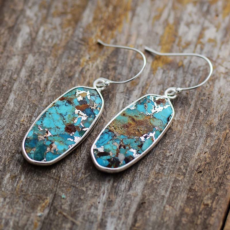 Ear Cuff Modern Natural Stone Earrings for Women Fashion Turquoises Dangle Earring Geometric Elegant OL Classic Jewelry Femme Wholesale 230228