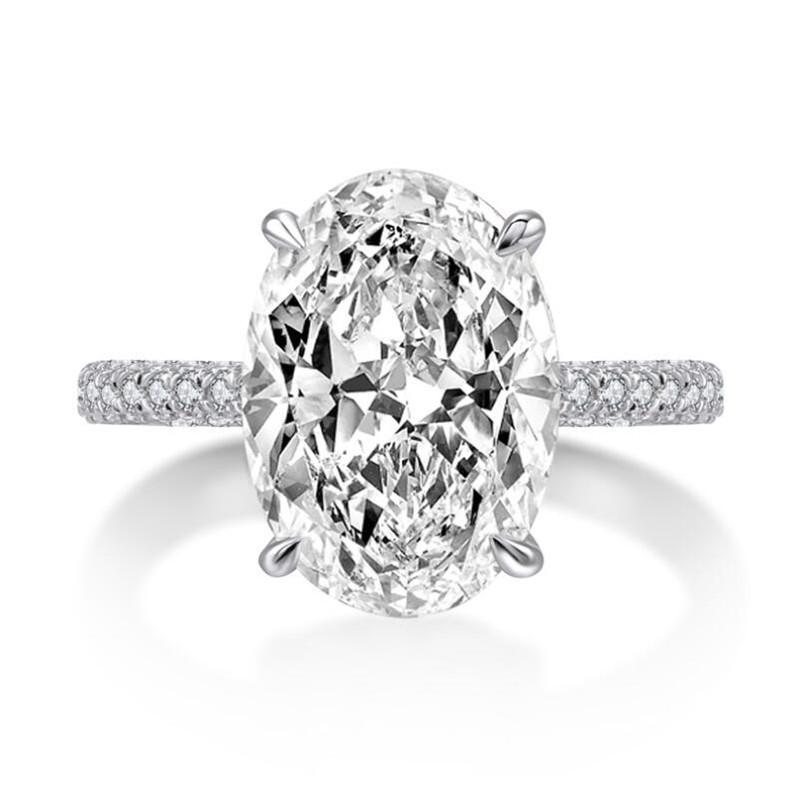 Vintage Oval cut 4ct Lab Dia Promise Ring Engagement Wedding Band Rings For Women Jewelry