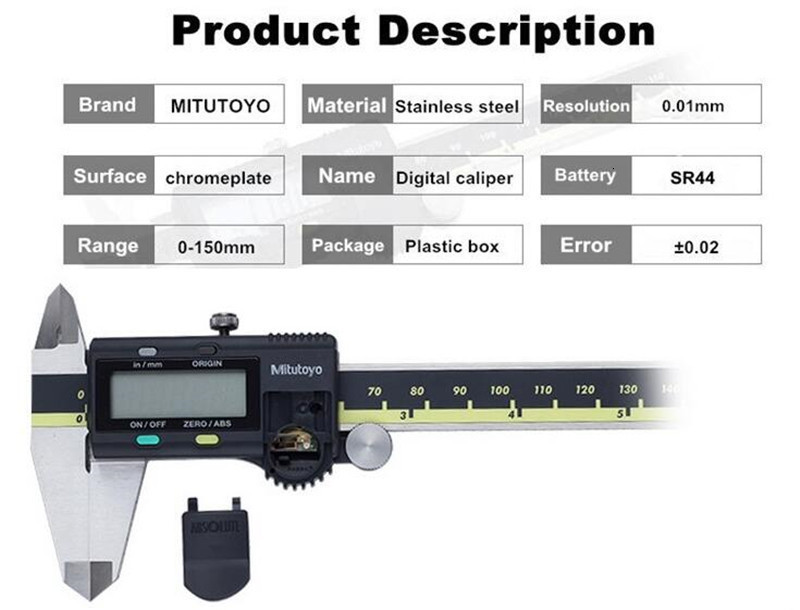 Vernier Calipers CNC Mitutoyo Tool Caliper Absolute 150mm Digital Stainless Steel 8Inch/Metric 8" 0-200mm Range -0.001" Accuracy 0.0005&quot