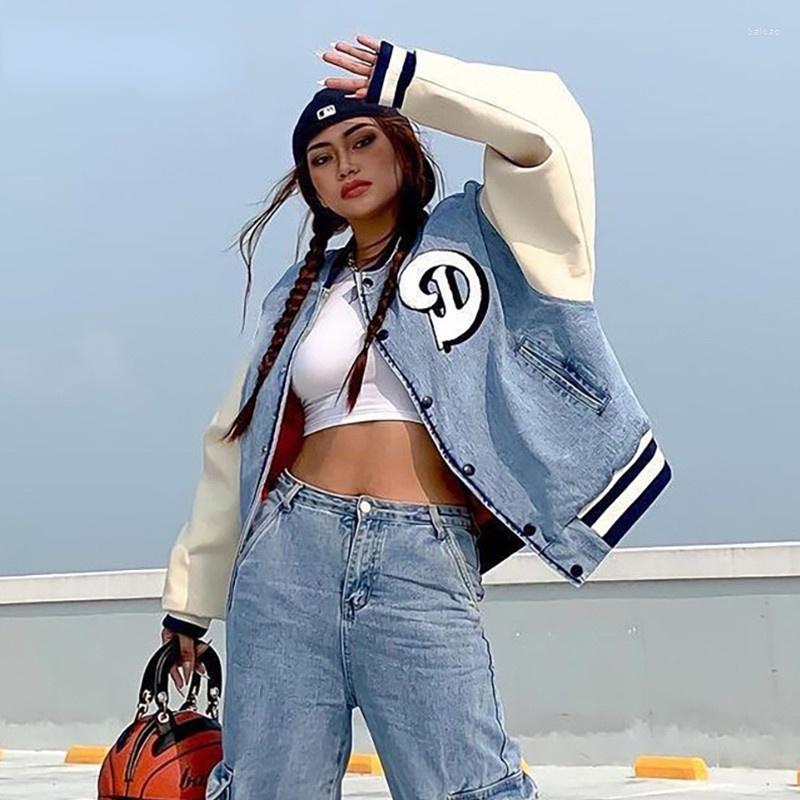 Women' Jackets Oversized Denim Baseball Varsity Women 2023 Fall Winter Long Sleeve Fashion Vintage Letter Print Blue Y2K Coat Bomber
Women' Jackets Oversized Denim Baseball Varsity Women 2023 Fall Winter Long Sleeve Fashion Vintage Letter Print Blue Y2K Coat Bomber