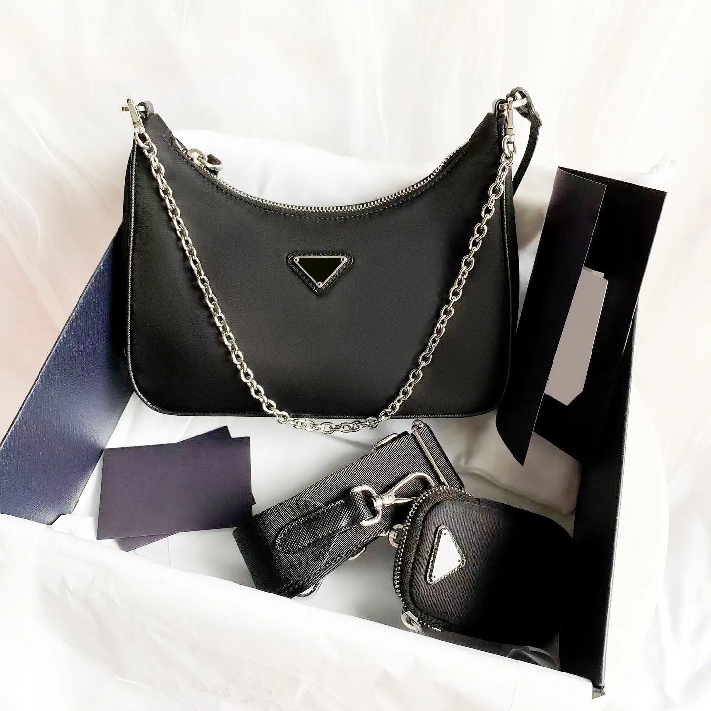 Sale 3 piece man womens Luxurys Designers bags high quality handbags cleo hobo purses nylon chain lady handbag crossbody shoulder wholesale totes fashion Wallet bag, 1-black
Sale 3 piece man womens Luxurys Designers bags high quality handbags cleo hobo purses nylon chain lady handbag crossbody shoulder wholesale totes fashion Wallet bag, 1-black