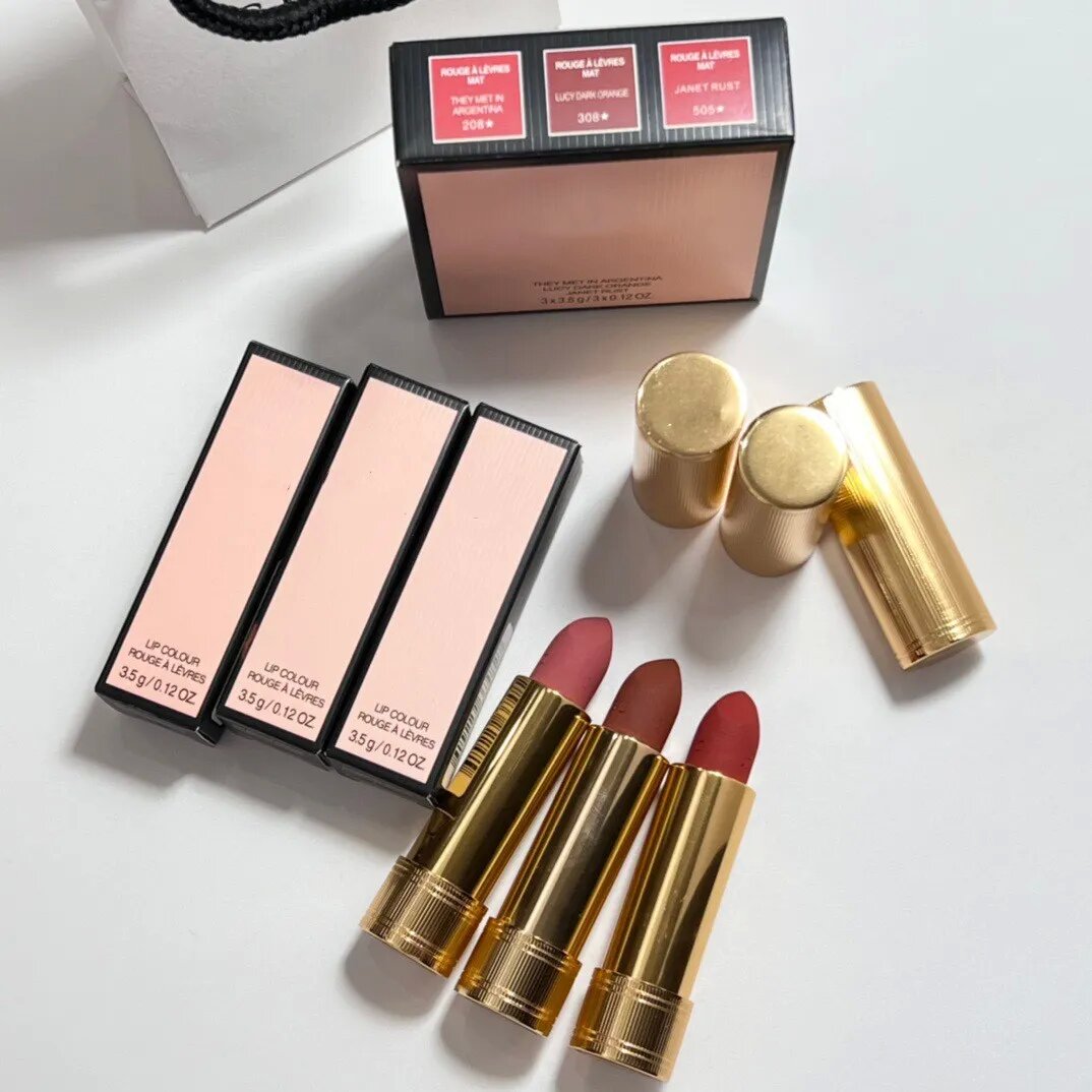 Designer Lipstick Set Rouge Satin Lip Colour Baume A Levers lip plump Balm 3.5G X 3Pcs Lipstick Fast Ship Lip Balm