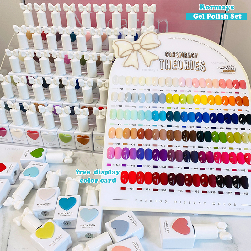 Rormays 58PCS Gel Polishing Set New Popular Makaron Color Love Semi Permanent UV LED Gel Varnish Nail Art Salon Special Design 15ML Card Delivery Whol