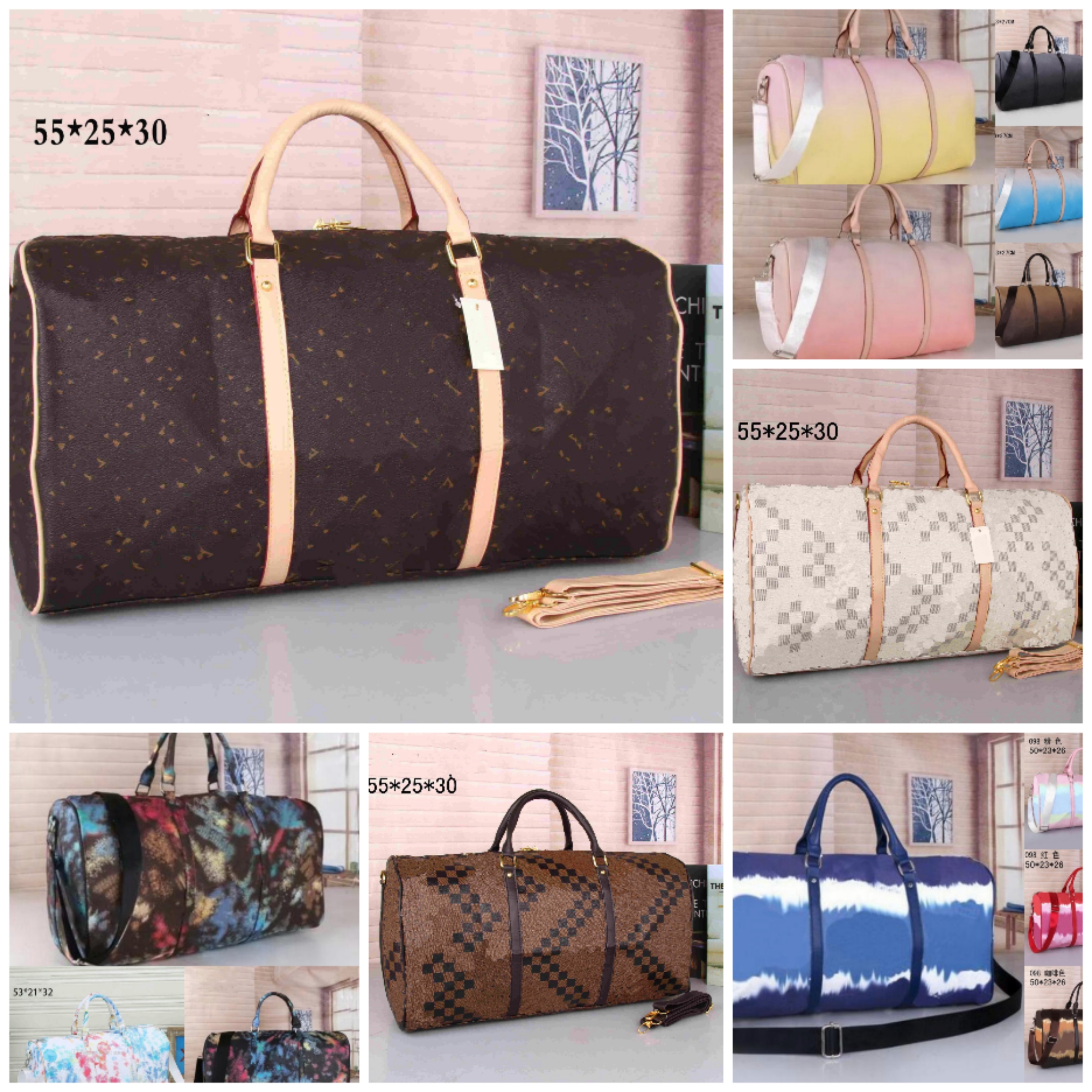 L Mens overnight Duffel bag brown flower large capacity designers V Bags handbag Womens Carry on Travels purse leather pattern Shoulder luggage duffel tote 18 Colour, With logo size : 50*23*26cm
L Mens overnight Duffel bag brown flower large capacity designers V Bags handbag Womens Carry on Travels purse leather pattern Shoulder luggage duffel tote 18 Colour, With logo size : 50*23*26cm