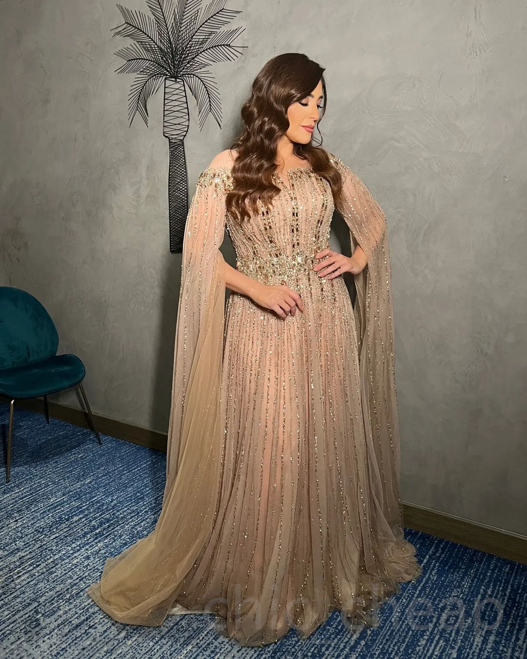 Arabic Aso Ebi Gold A Line Prom Dresses Beaded Crystals Luxurious Evening Formal Party Second Reception Birthday Engagement Gowns Dress ZJ