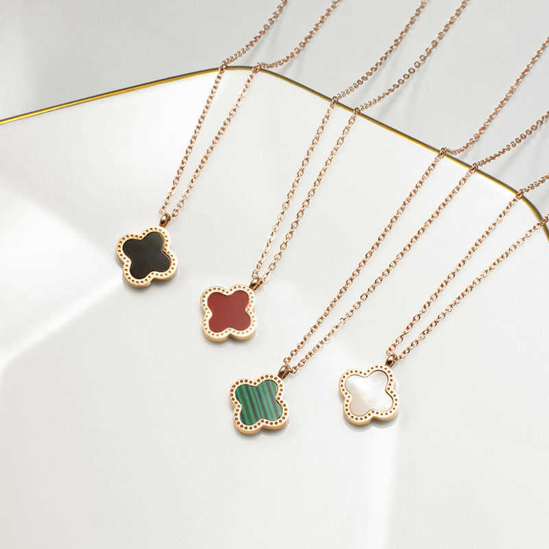 Korean version simple double-sided four leaf clover necklace for women 18k rose gold titanium steel non fading jewelry popular collarbone
Korean version simple double-sided four leaf clover necklace for women 18k rose gold titanium steel non fading jewelry popular collarbone