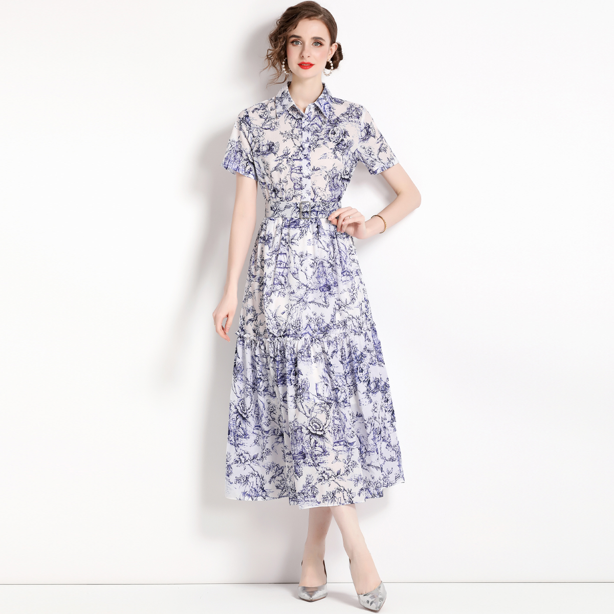 2023 Short Sleeve Print Lapel Shirt Dress Summer Woman Designer Streetside Cafe Ink Painting Midi Dresses Lady Office Chic High Waist Slim A-Line Frocks Party Robe, 16
2023 Short Sleeve Print Lapel Shirt Dress Summer Woman Designer Streetside Cafe Ink Painting Midi Dresses Lady Office Chic High Waist Slim A-Line Frocks Party Robe, 16