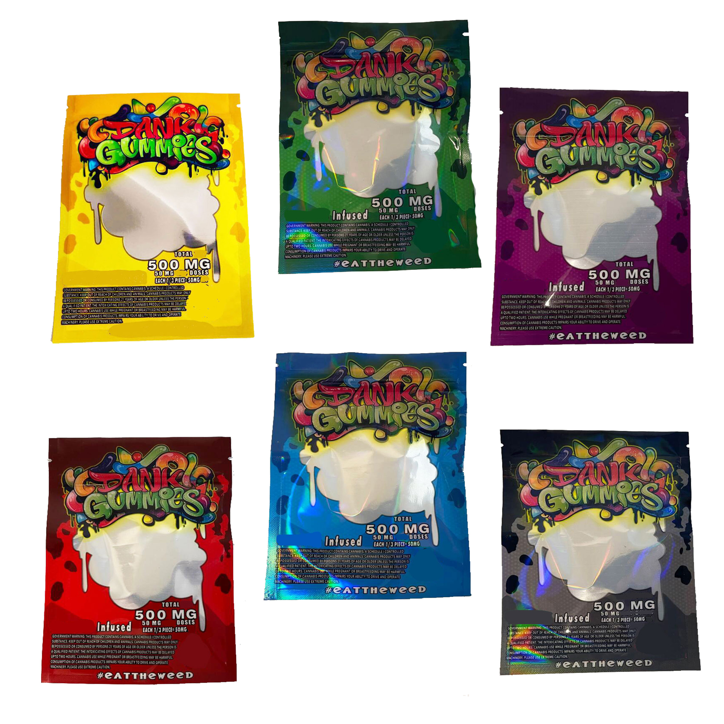 Dank Gummies edibles mylar packaging bags smell proof 420 infused zipper Holographic Dry Herb Flower package
Dank Gummies edibles mylar packaging bags smell proof 420 infused zipper Holographic Dry Herb Flower package