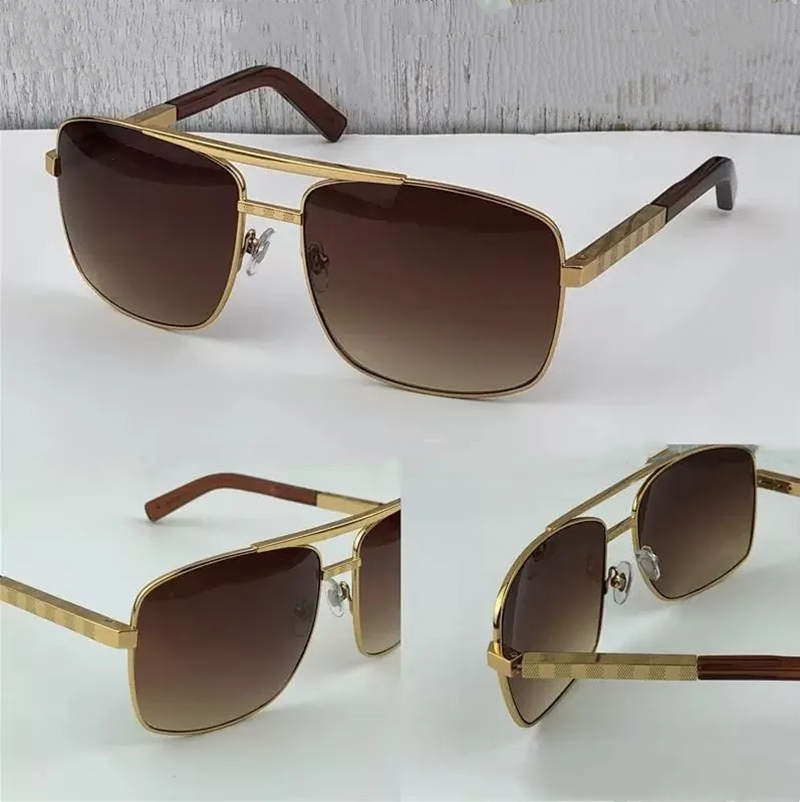 Fashion Designer Sunglass Top Quality Attitude Sunglasses For Men Metal Square Gold Frame UV 400 Glasses mens Sun glass UV400 lens Unisex With box 0259