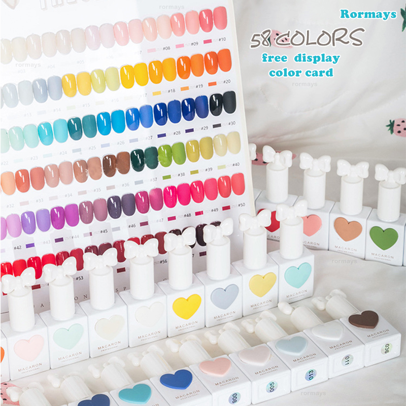 Rormays 58PCS Gel Polishing Set New Popular Makaron Color Love Semi Permanent UV LED Gel Varnish Nail Art Salon Special Design 15ML Card Delivery Whol