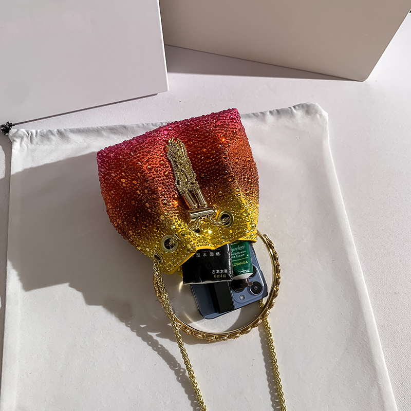 Bags Handle Rhies Evening Purses And Handbag Shoulder Shiny Crystal dh1100029076 hot Clutch Purse Bucket Bag 230228