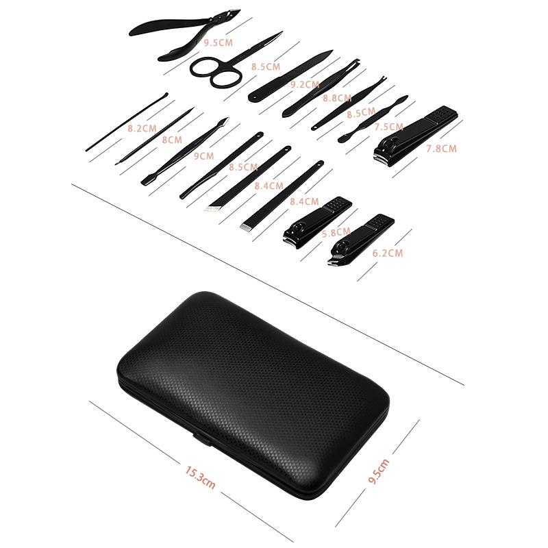Nail Art Kits Manicure Pedicure Set Clippers 15Pcs Stainless Steel Kit Tools For Cutter With Portable Case LDO