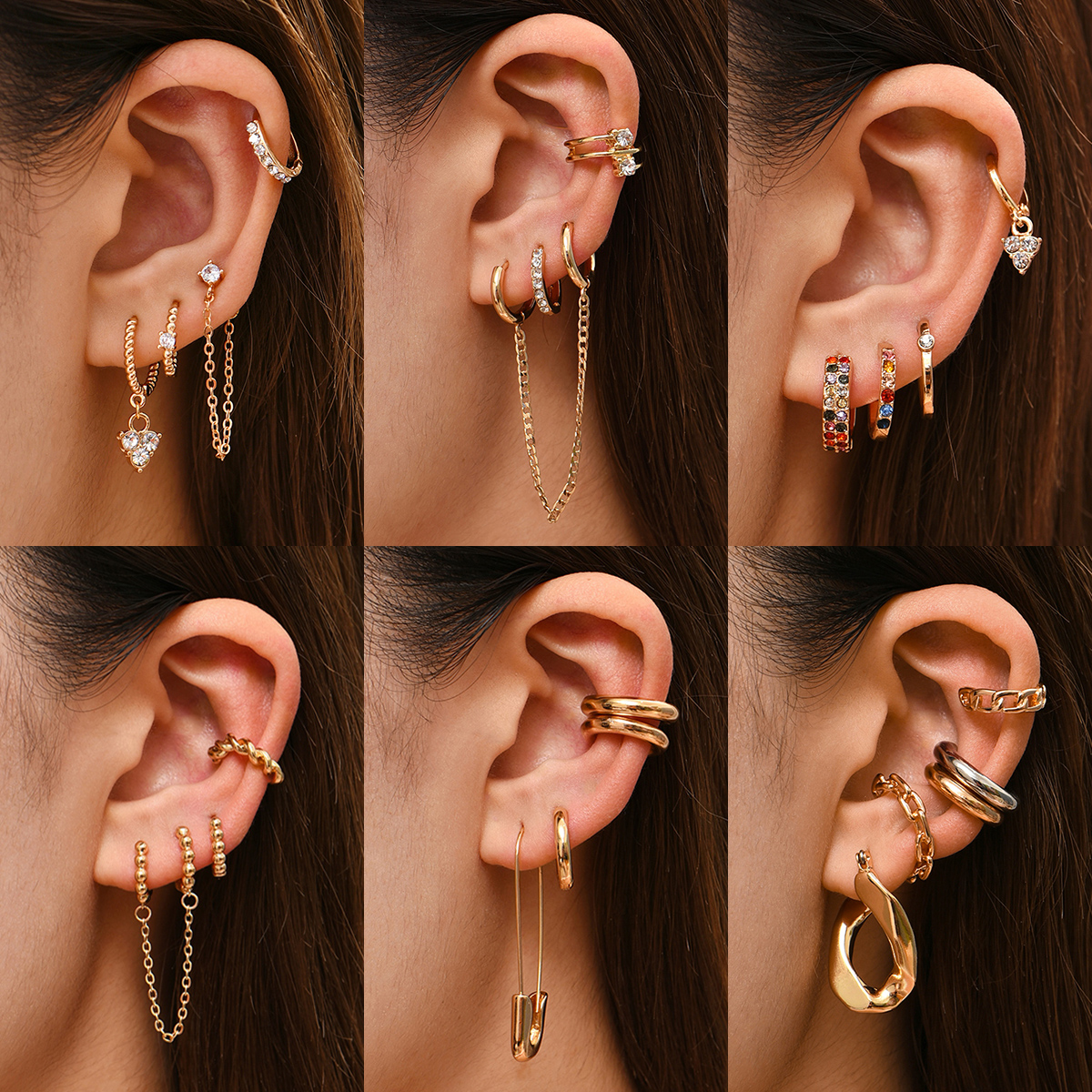 Punk Rock Helix Fake Cartilage Ear Cuff with Long Chain Circle Hoop Earrings Set for Women Tiny Piercing Huggie Earring Jewelry
Punk Rock Helix Fake Cartilage Ear Cuff with Long Chain Circle Hoop Earrings Set for Women Tiny Piercing Huggie Earring Jewelry