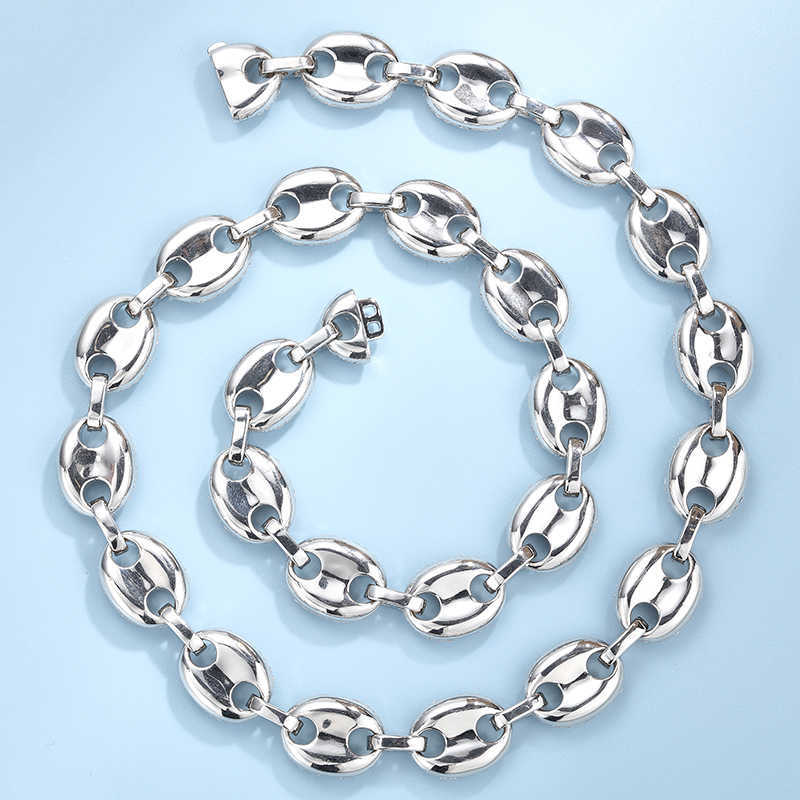 Designer Jewelry Hip Hop Mens 14mm Moissanite Dia Cuban k Necklace Sterg Sier Iced Out Pig Nose Chain Necklaces