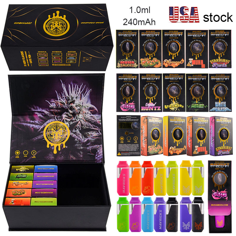 USA Stock Muha Meds Mavricks Disposable Vape Pen Empty 1ml Starter Kit Rechargeable 240mAh Battery Oil Cart Micro USB Charger Dab Pen Muhameds Bar E Cigs
USA Stock Muha Meds Mavricks Disposable Vape Pen Empty 1ml Starter Kit Rechargeable 240mAh Battery Oil Cart Micro USB Charger Dab Pen Muhameds Bar E Cigs