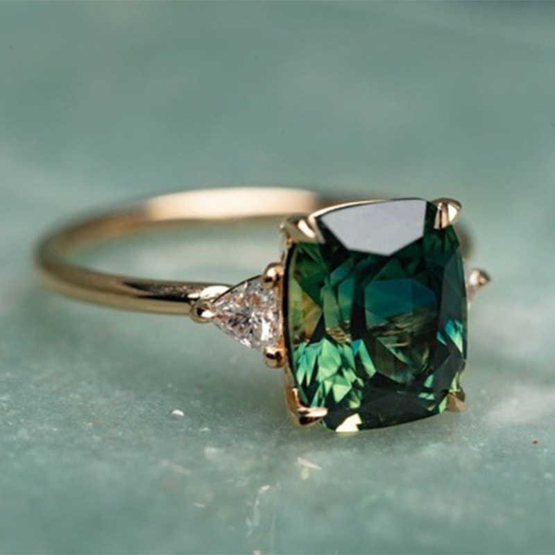 Band Rings Luxury Romantic Gold Color Natural Gemstone Emerald for Women Wedding Engagement Party Birthday Gift Jewelry